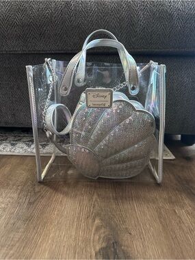 Loungefly Iridescent Clear Tote with Silver Sequin Shell - Little Mermaid